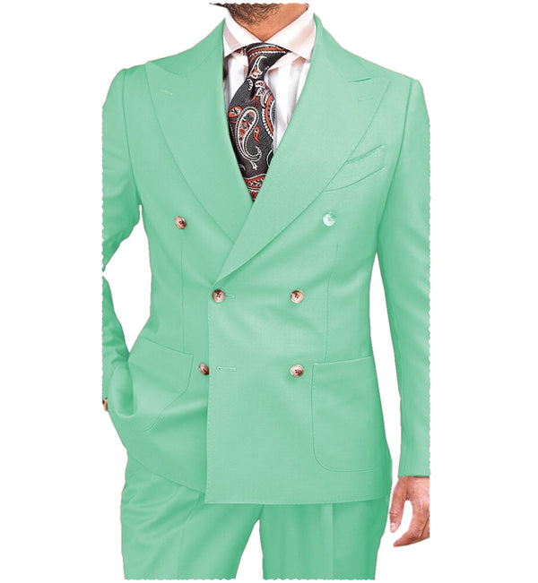 2 Pieces Suit - Formal 2 Pieces Mens Suit Flat Peak Lapel Tuxedos For Wedding (Blazer+Pants)
