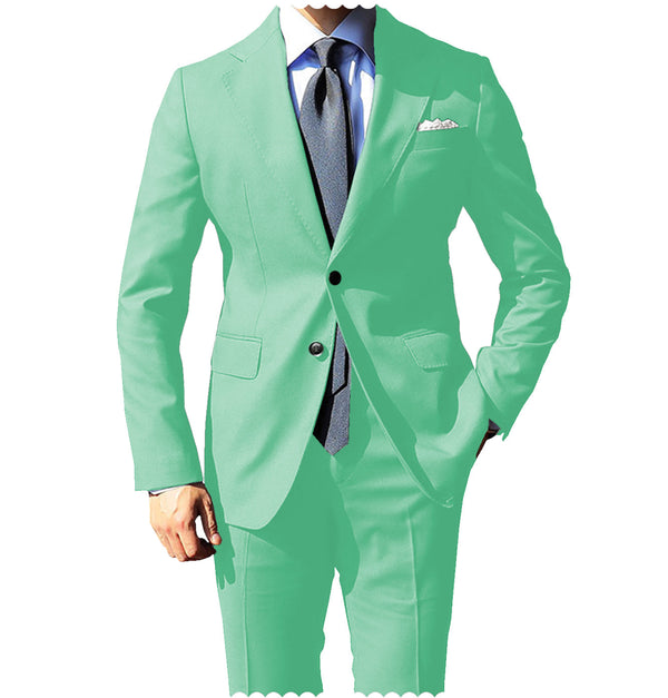 2 Pieces Suit - Fashion 2 Pieces Mens Suit Flat Notch Lapel Tuxedos For Wedding (Blazer+Pants)