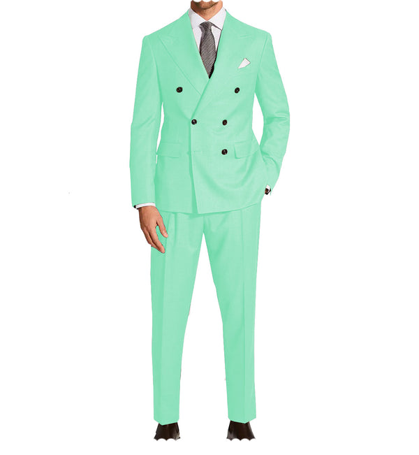 2 Pieces Suit - Fashion 2 Pieces Mens Suit Flat Peak Lapel Double Breasted Tuxedos For Wedding (Blazer+Pants)