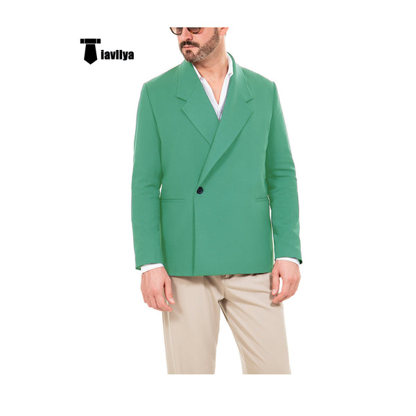 Casual Men’s Slim Fit Notch Lapel Flat Blazer Xs / Mint Green