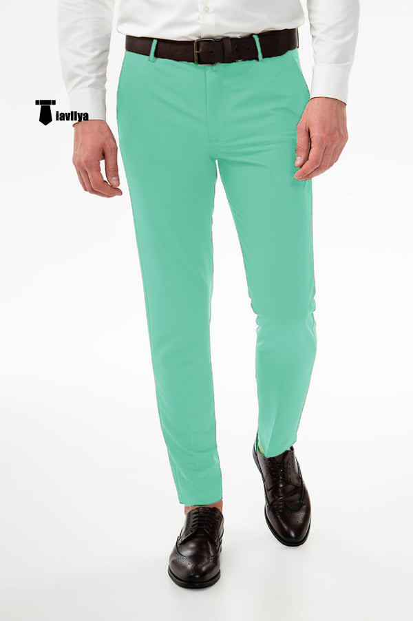 Fashion Men’s Suit Pants Regular Fit Trousers 29W X 28L / Mint Green