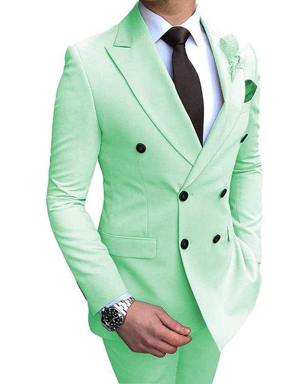 2 Pieces Suit - Fashion 2 Pieces Mens Suit Flat Peak Lapel Tuxedos For Wedding (Blazer+Pants)