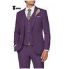 Casual Men’s 3 Pieces Mens Suit Notch Lapel Linen For Wedding (Blazer + Vest + Pants) Xs / Purple