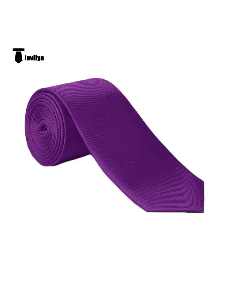 Men’s Modern Fit Classic Solid Color Tie Set Purple Accessories