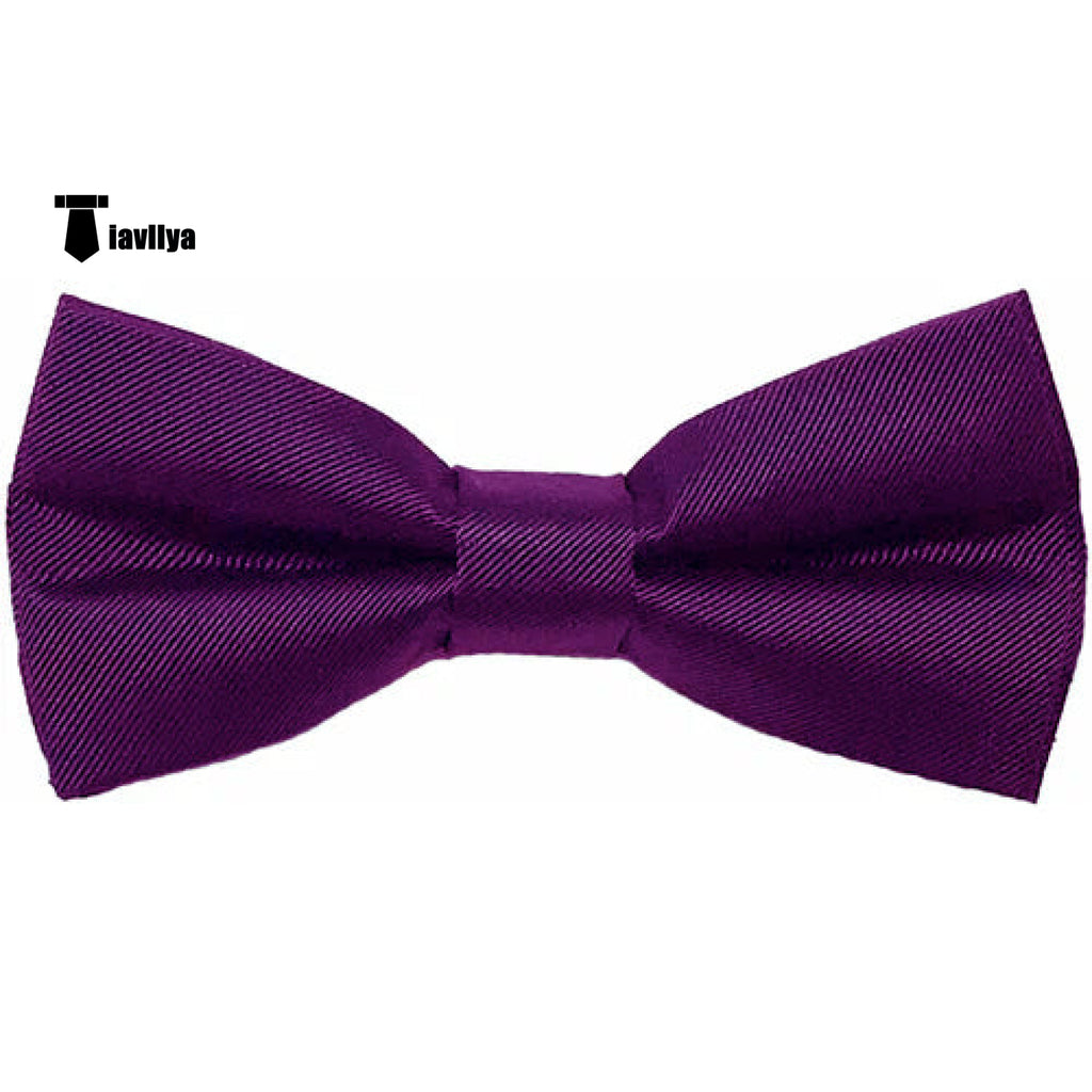 Men’s Modern Fit Classic Solid Color Bow Tie Purple Accessories