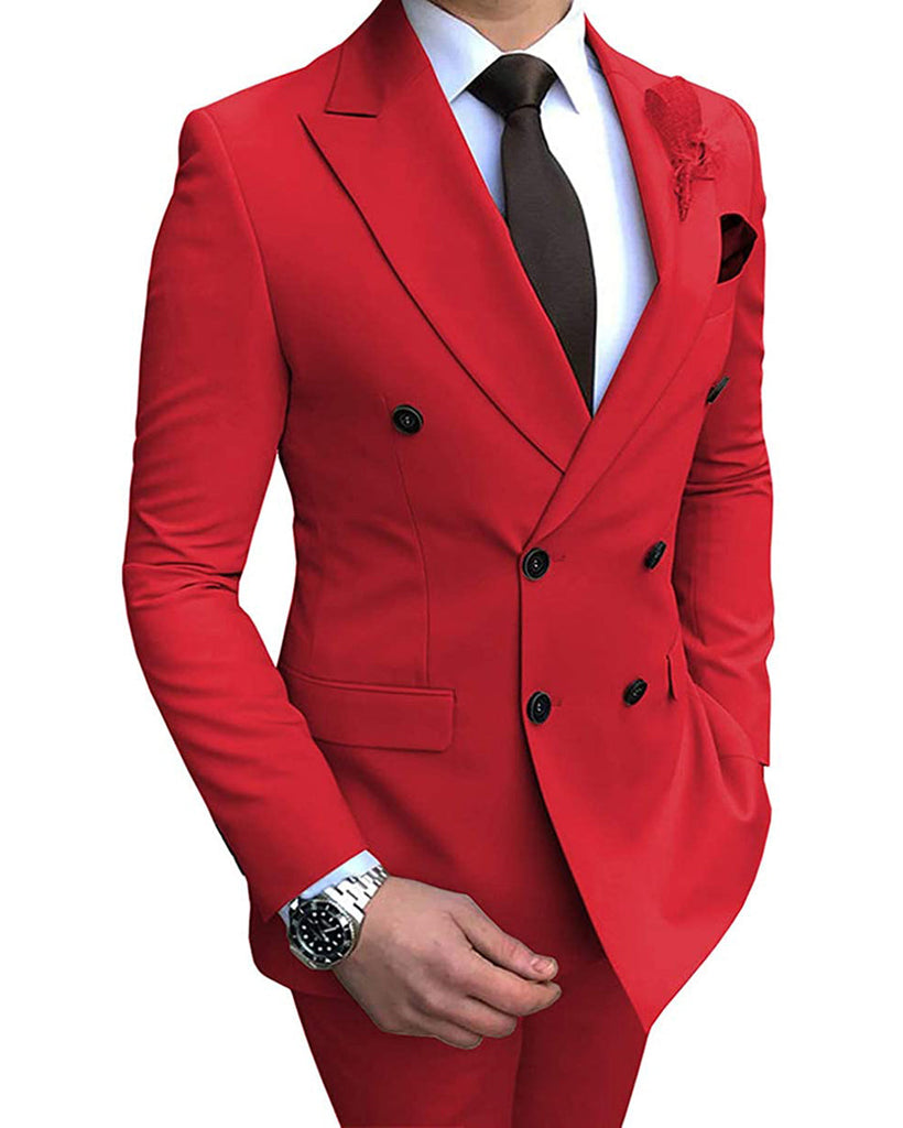 2 Pieces Suit - Formal 2 Pieces Mens Suit Flat Peak Lapel Tuxedos For Wedding (Blazer+Pants)