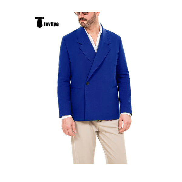 Casual Men’s Slim Fit Notch Lapel Flat Blazer Xs / Royal Blue