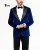 Stylish Men’s Suit 2 Pieces Velvet Peak Lapel Tuxedo For Party (Blazer + Black Pants) Xs / Royal