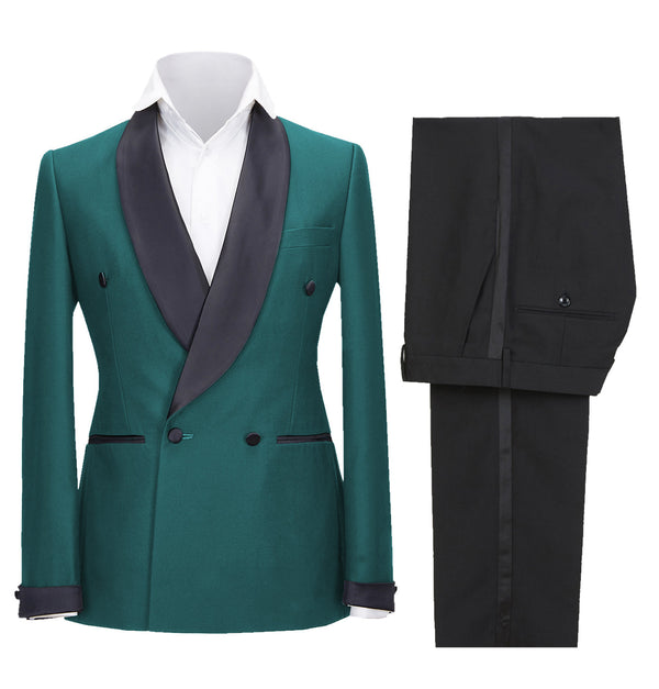 2 Pieces Suit - Mens Suit Double Breasts Shawl Lapel 2 Pieces (Blazer+Pants)