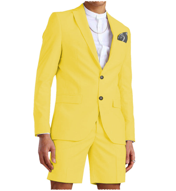 2 Pieces Suit - Fashion 2 Pieces Mens Suit Flat Notch Lapel Tuxedos For Wedding (Blazer+Shorts)